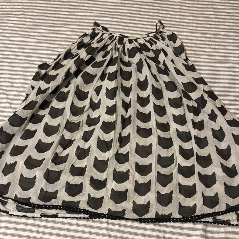 Anthropologie Porridge Black and White Cat Print Top